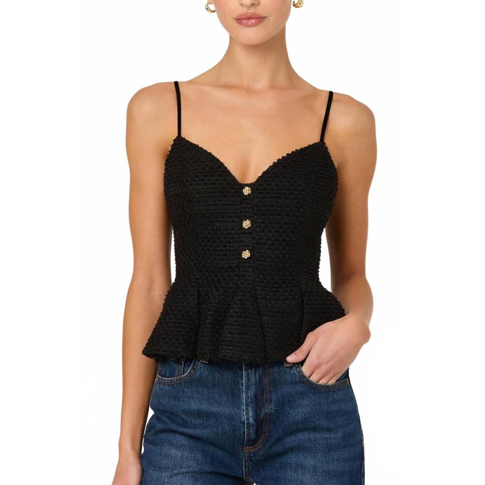 NEW ASTR paislee sweetheart peplum top in black